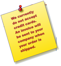 We currently do not accept credit cards.  An invoice will be sent to your company when your order is shipped.